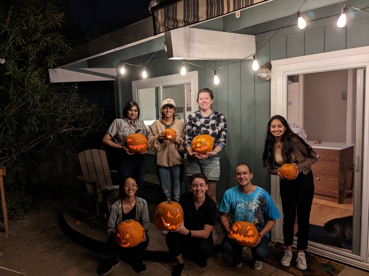 Strong showing at the 2022 Lab pumpkin carving party. Big representation of faces and fishes!